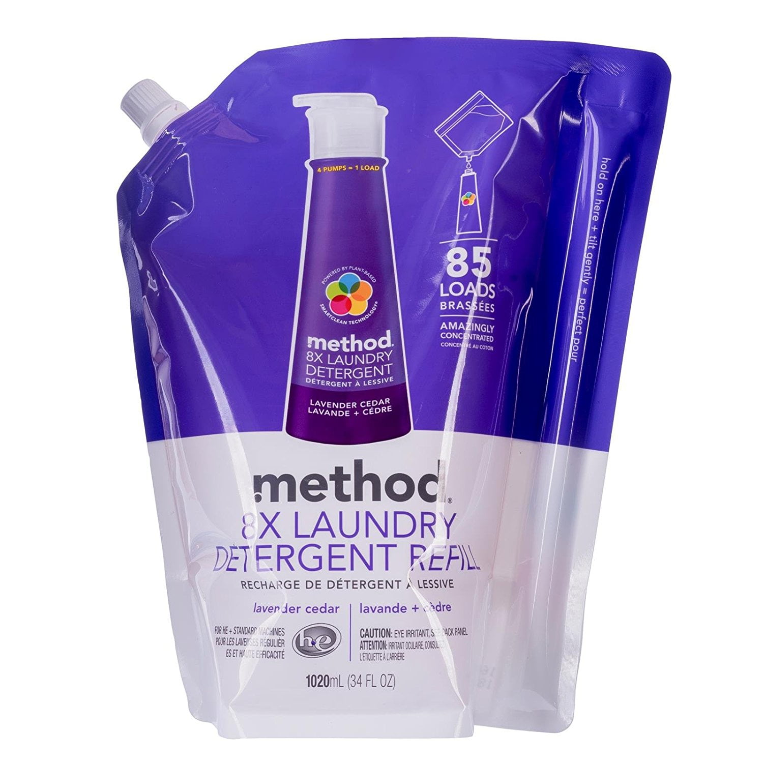 Naturally Derived 8X Concentrated Laundry Detergent Refill, Lavender Cedar, 85 Loads, 34 Fluid Ounce, Contains 1 - 34 ounce refill pouch of Method 8X.., By Method