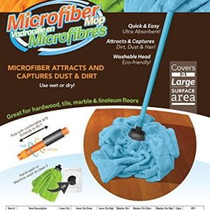 Microfiber Ultra Absorbent Blue Dust Mop with Extendable Handle -Up to 4 Feet-Use Wet or Dry - Great for Hardwood, Tile, Marble and linoleum floors by,.., By Big Boss