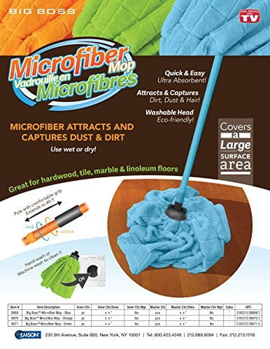 Microfiber Ultra Absorbent Blue Dust Mop with Extendable Handle -Up to 4 Feet-Use Wet or Dry - Great for Hardwood, Tile, Marble and linoleum floors by,.., By Big Boss
