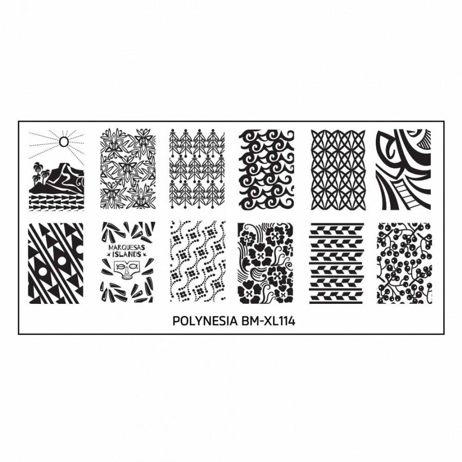 Polynesia Themed Nail Art XL Stamping Plate: BM-XL114, Magical Marquesas