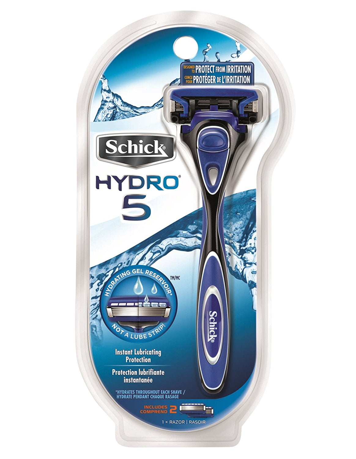 Hydro 5 Razor for Men with Flip Trimmer and 2 Razor Blade Refills, NEW blades Count Lubrastrip Shaving GIllettes Shower Best Pack Plus Razor 10.., By Schick