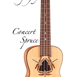 Luna UKE DFY SPR Solid Top Ukulele W/ Inlaid Spalt Dragonfly & Satin Finish