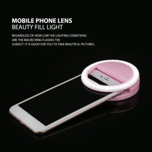 NEW Portable Selfie Light Ring Clip Luminous Lamp LED Flash Light Phone Ring(Pink)