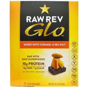 Raw Revolution, Glo, Mixed Nuts Caramel & Sea Salt, 12 Bars, 1.6 oz (46 g) Each(pack of 1)
