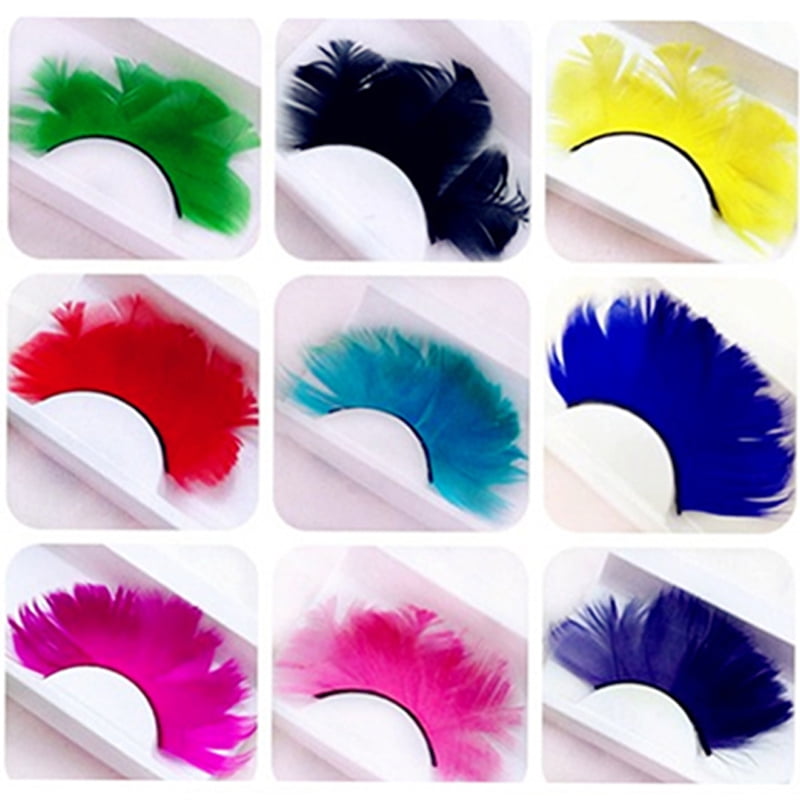 Colorful Feather False Eyelashes for Party Fancy Ball Halloween Costume Makeup (1 Pair) Color:Violet