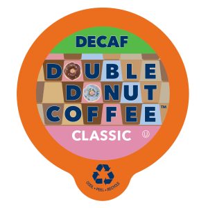 Double Donut, Decaf Classic Coffee in Recyclable Single Serve Cups, 24 Ct