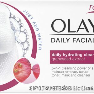 OLAY Daily Facial Hydrating Cleansing Cloths with Grapeseed Extract, Makeup Remover 33 ea