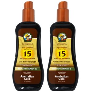 Australian Gold SPF 15 Spray Gel Sunscreen w/ Bronzers 8oz (Pack of 2)