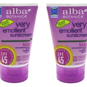 Alba Botanica Very Emollient, Kids Sunscreen SPF 45, 4 oz (2 Pack) + Beyond BodiHeat Patch, 1 Ct