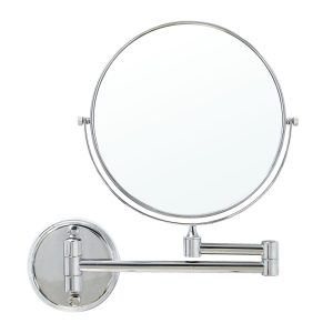 MODONA 8" Two-Sided 1X and 5X Wall-Mounted Mirror, Made of BRASS - Polished Chrome - 5 Year Warrantee