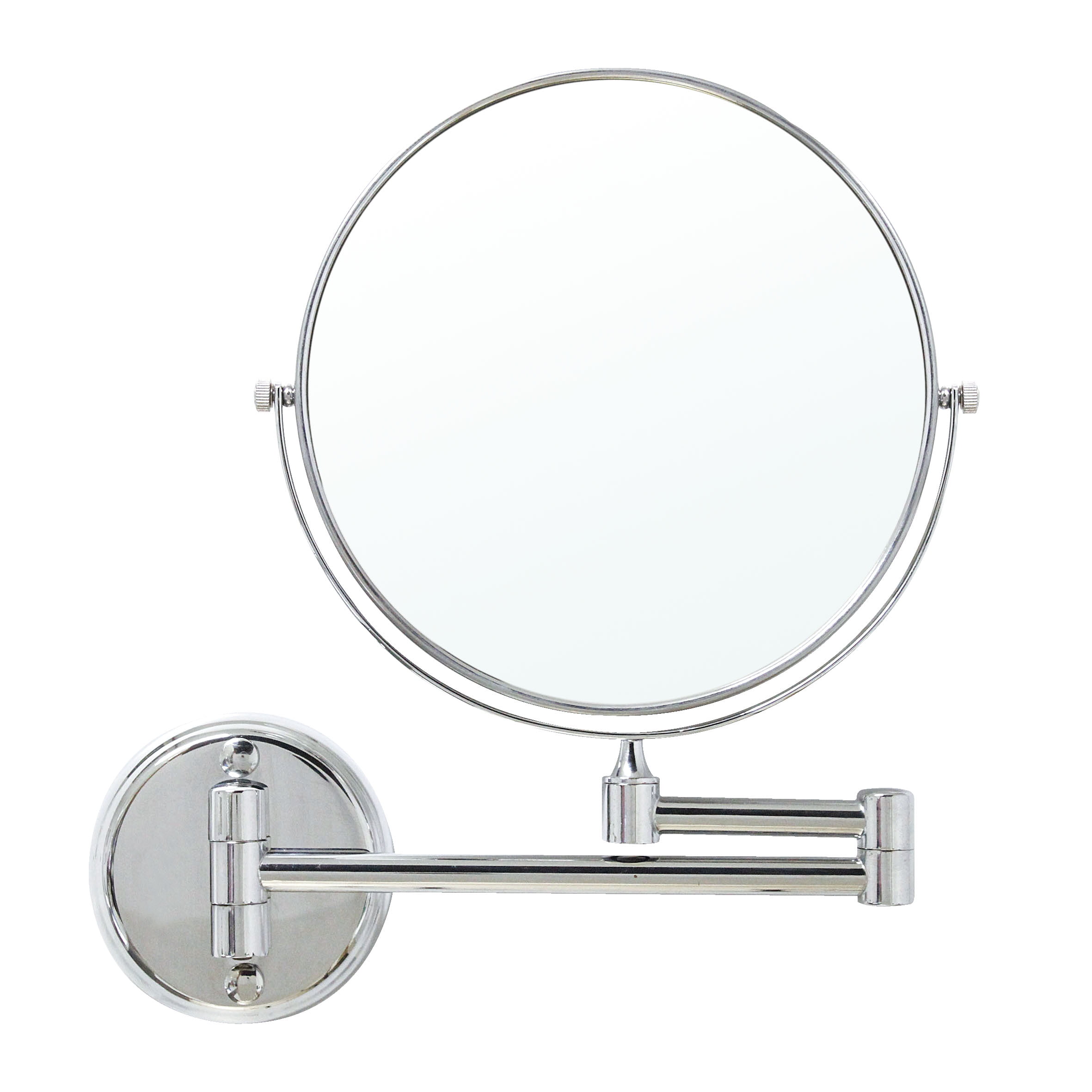 MODONA 8" Two-Sided 1X and 5X Wall-Mounted Mirror, Made of BRASS - Polished Chrome - 5 Year Warrantee
